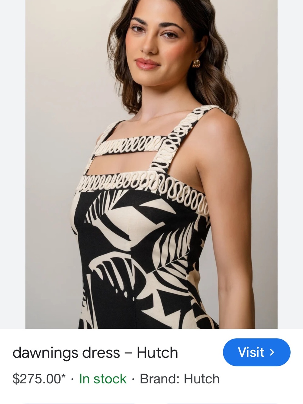 Hutch Black and Cream Strapless Botanical Sundress